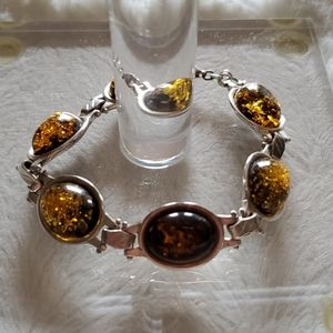 Baltic Amber and Silver Bracelet